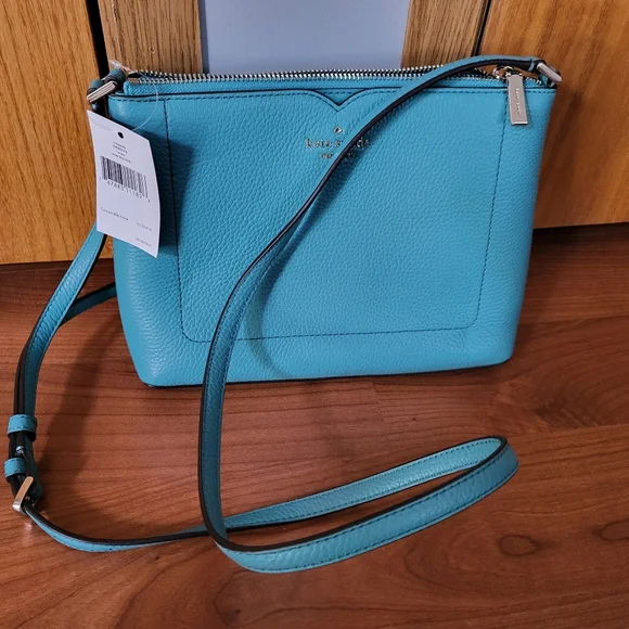 Brand NEW Kate Spade Harlow Crossbody in Stone Blue Pebbled Leather - Picture 4 of 7
